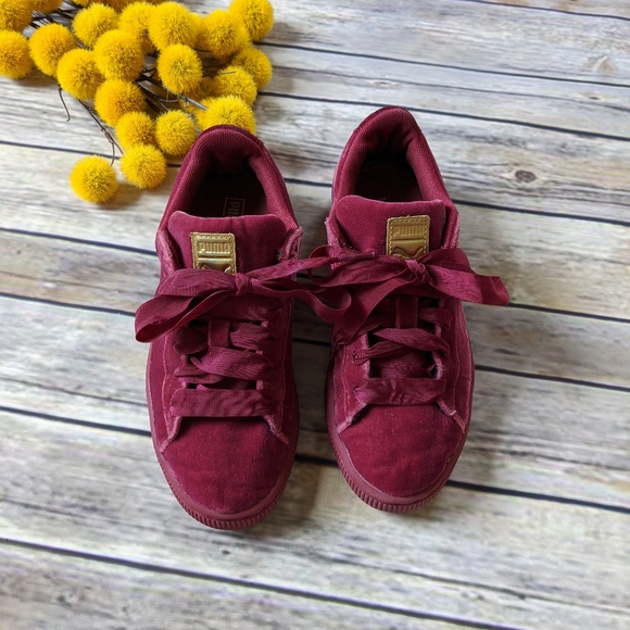 Puma Burgundy Velvet Kids Sneakers - Picture 8 of 12